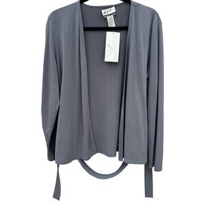 Randolph Duke Minimalist Layering Open Front Tie Cardigan Minimalist Gray S‎ NEW